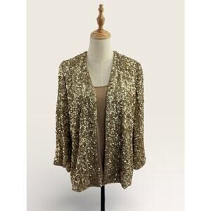 NWT Chicos Travelers Champagne Sequin Jacket with Tank, Size 0 (S/4)
